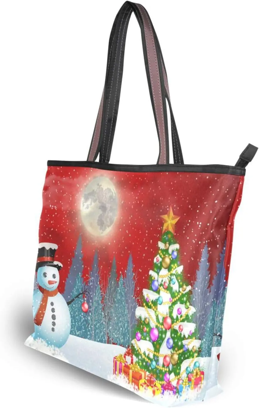 JSTEL Tote Bag for Women with Zipper,Polyester Tote Purse Holiday Tote Bag Work Handbag Women Gift