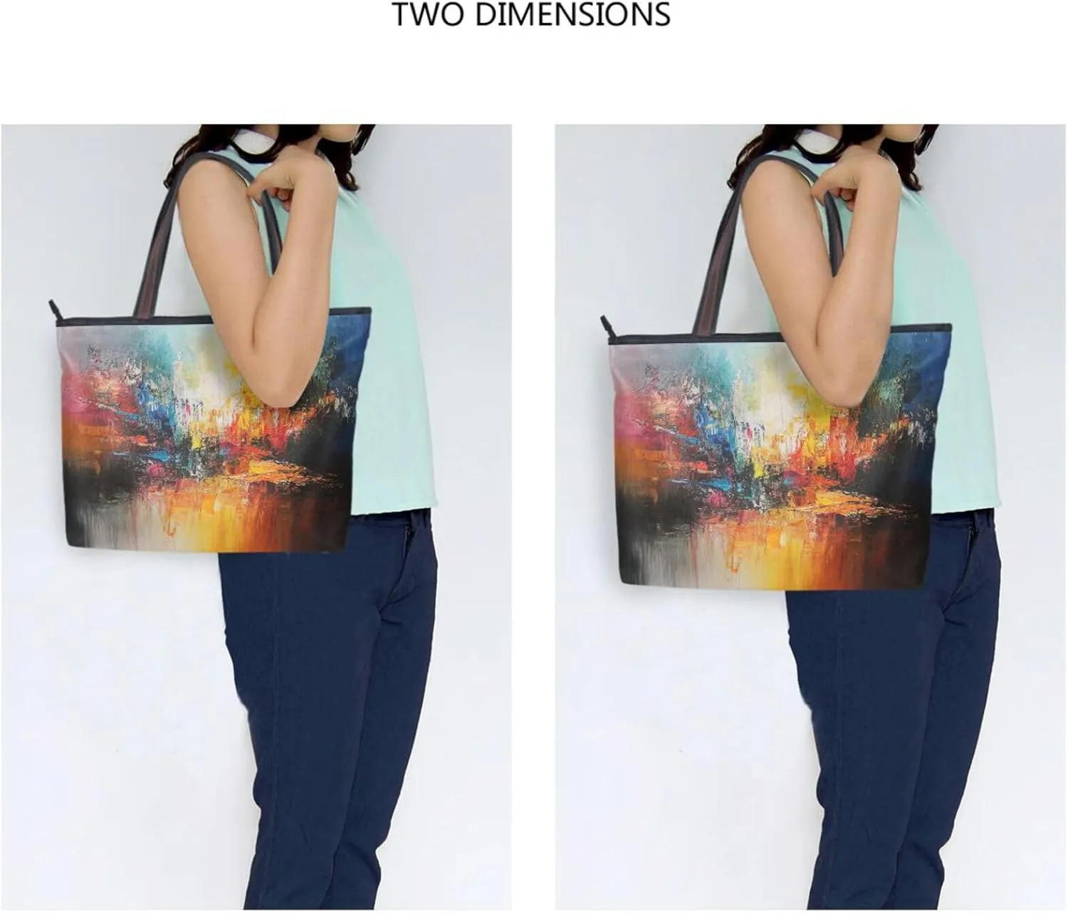 JSTEL Tote Bag for Women with Zipper,Polyester Tote Purse Holiday Tote Bag Work Handbag Women Gift