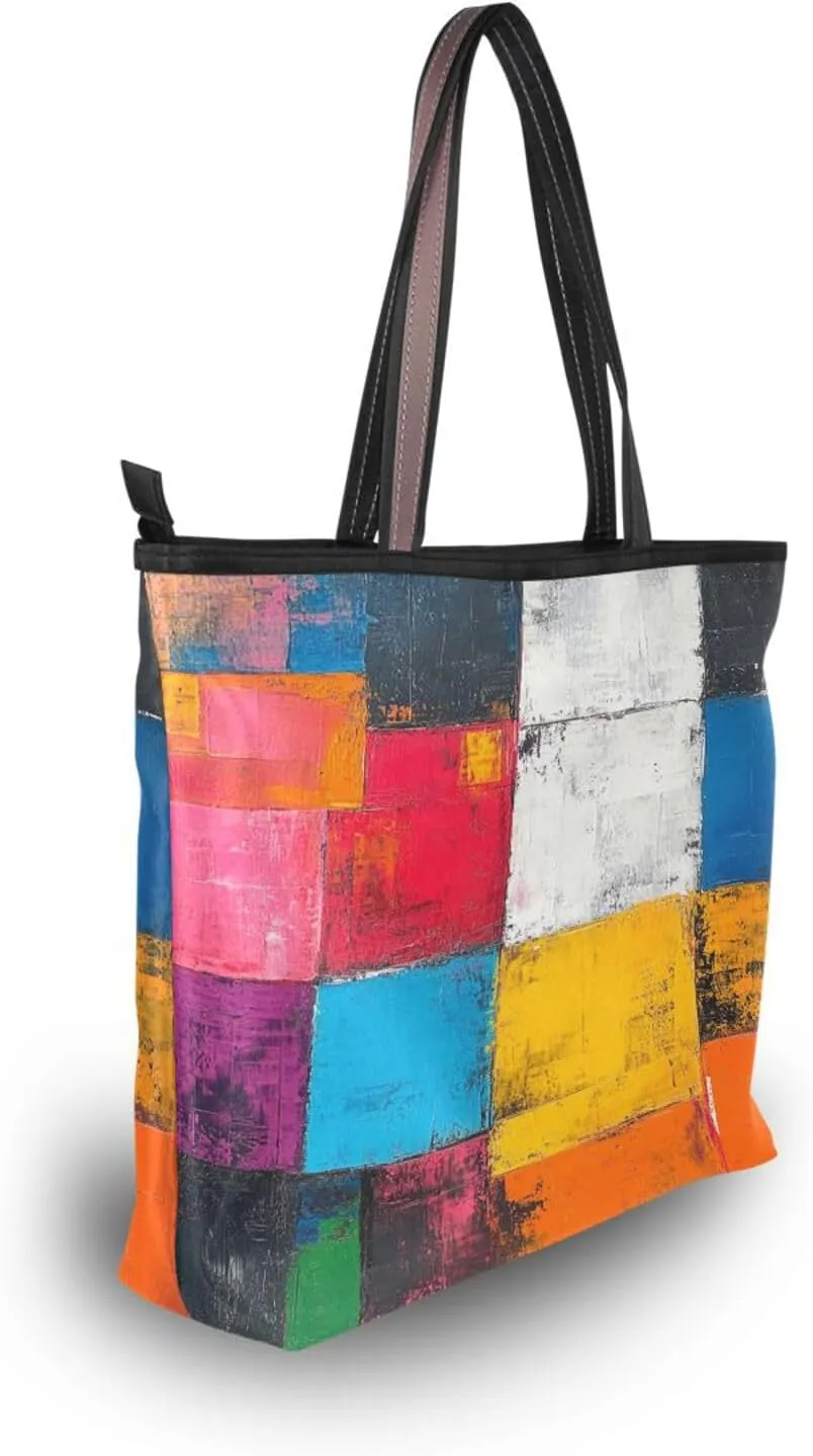 JSTEL Tote Bag for Women with Zipper,Polyester Tote Purse Holiday Tote Bag Work Handbag Women Gift