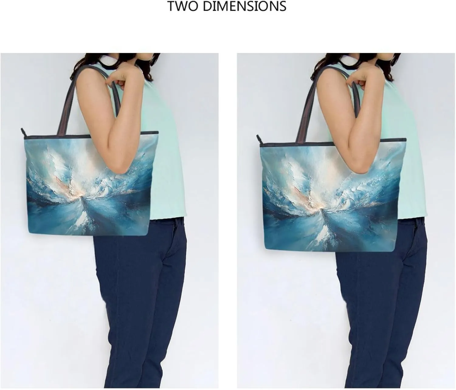 JSTEL Tote Bag for Women with Zipper,Polyester Tote Purse Holiday Tote Bag Work Handbag Women Gift
