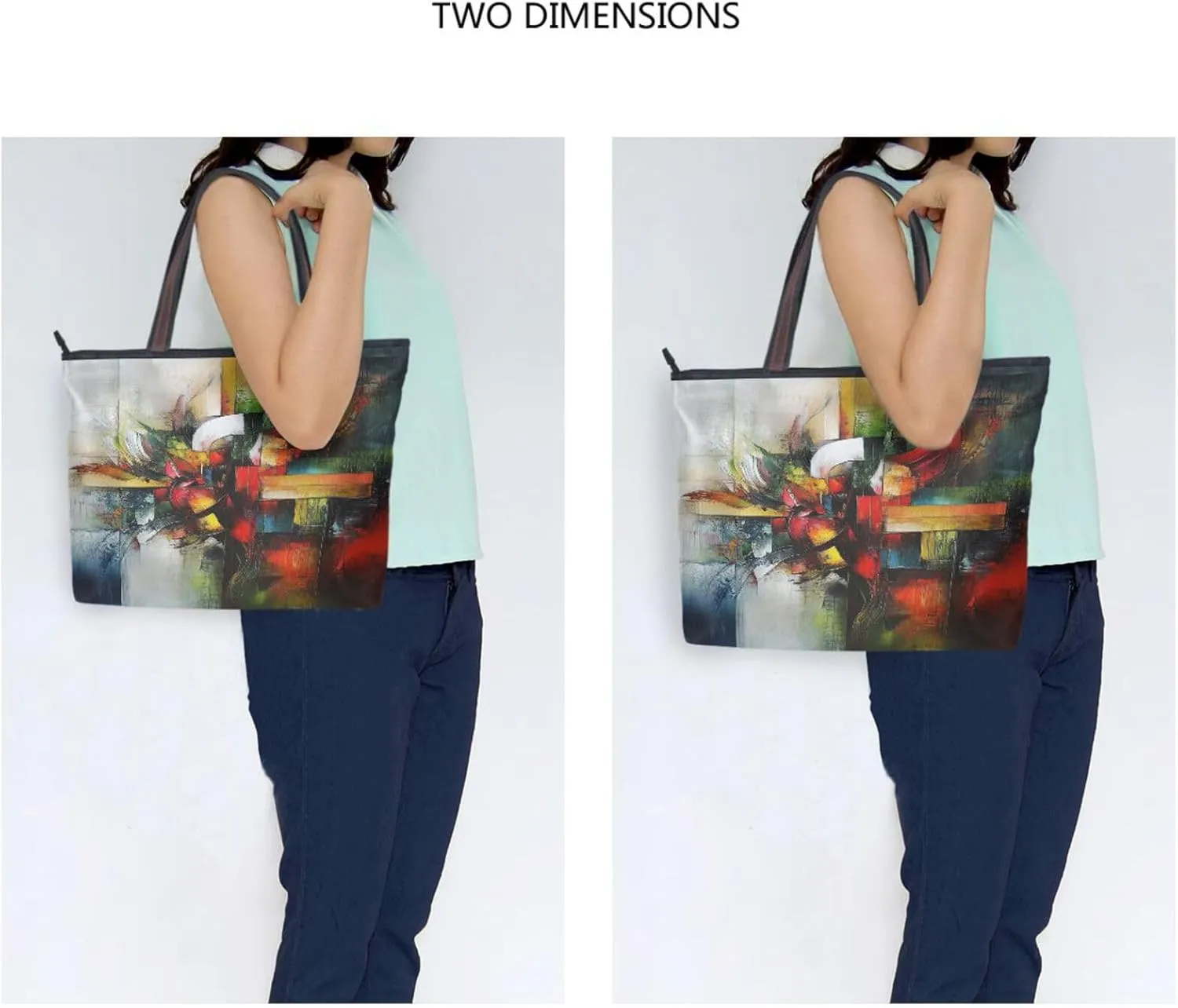 JSTEL Tote Bag for Women with Zipper,Polyester Tote Purse Holiday Tote Bag Work Handbag Women Gift