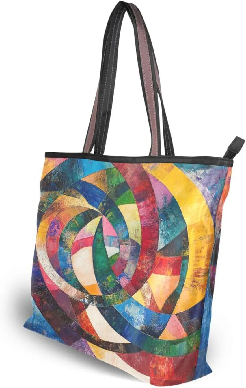JSTEL Tote Bag for Women with Zipper,Polyester Tote Purse Holiday Tote Bag Work Handbag Women Gift