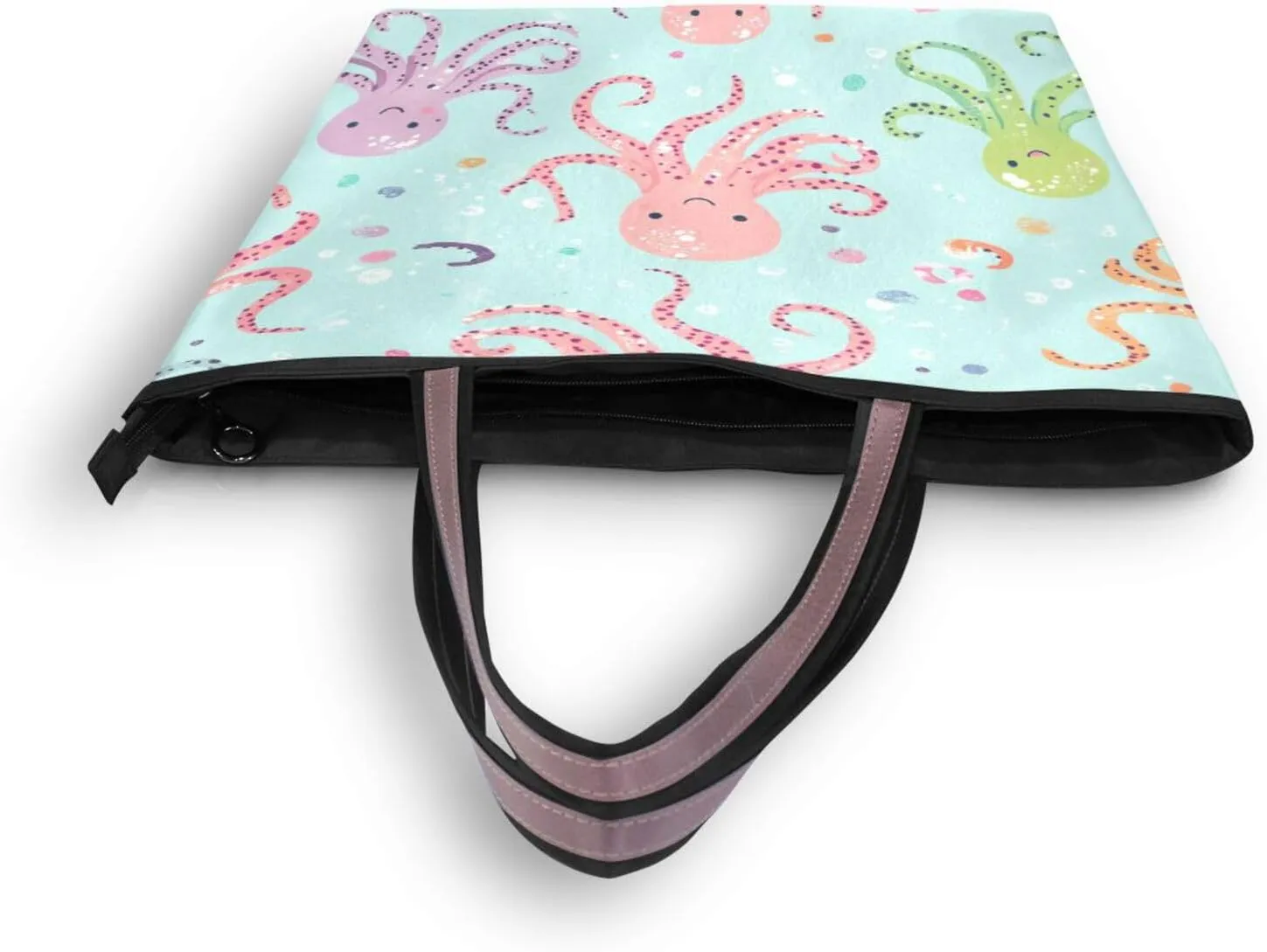 JSTEL Tote Bag for Women with Zipper,Polyester Tote Purse Holiday Tote Bag Work Handbag Women Gift