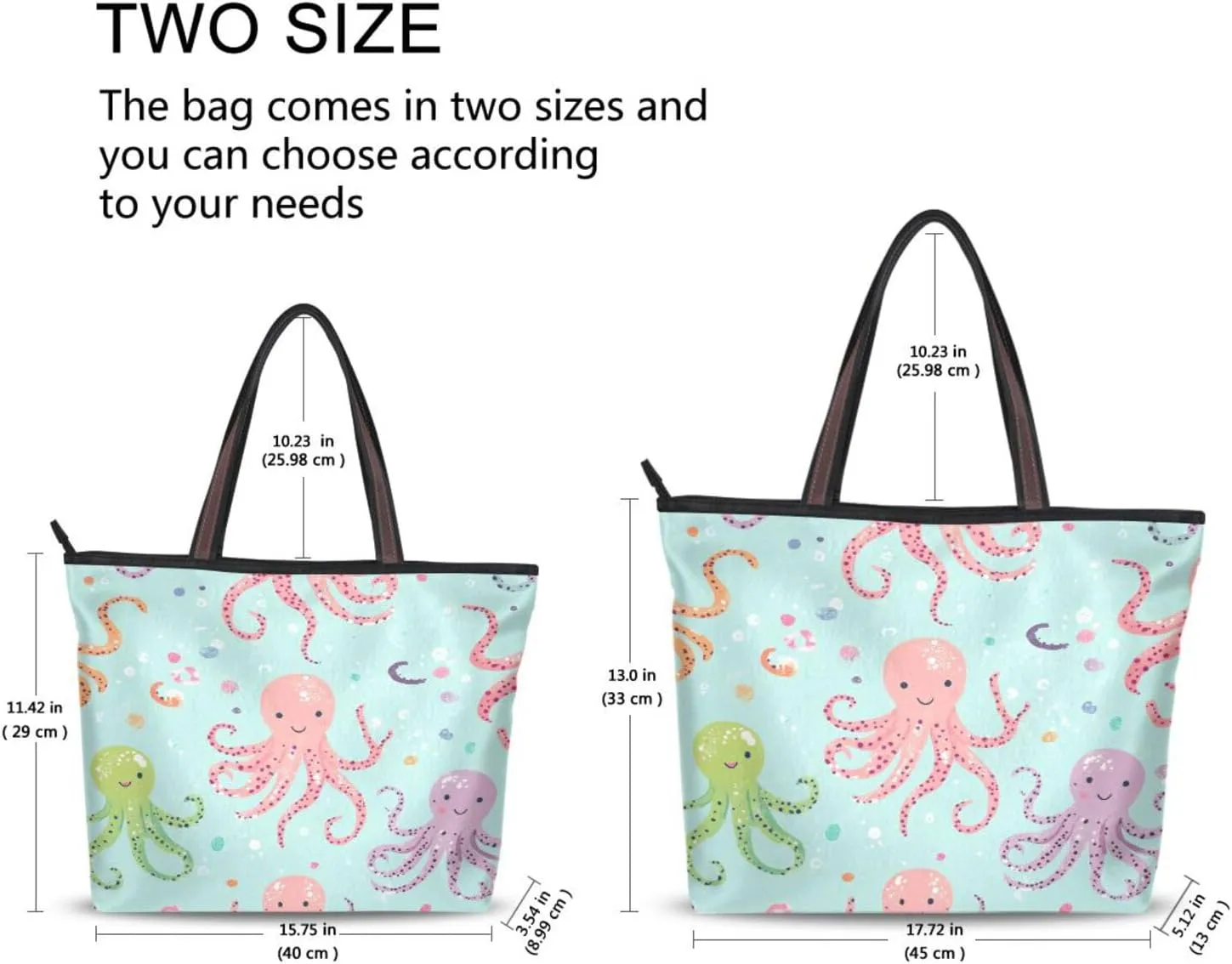 JSTEL Tote Bag for Women with Zipper,Polyester Tote Purse Holiday Tote Bag Work Handbag Women Gift