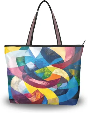 JSTEL Tote Bag for Women with Zipper,Polyester Tote Purse Holiday Tote Bag Work Handbag Women Gift