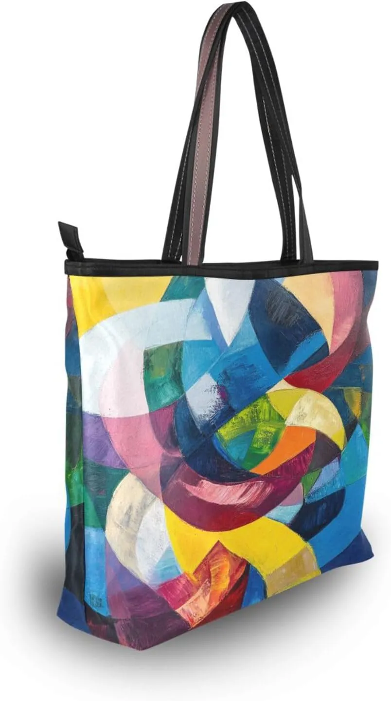 JSTEL Tote Bag for Women with Zipper,Polyester Tote Purse Holiday Tote Bag Work Handbag Women Gift