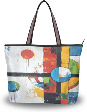 JSTEL Tote Bag for Women with Zipper,Polyester Tote Purse Holiday Tote Bag Work Handbag Women Gift