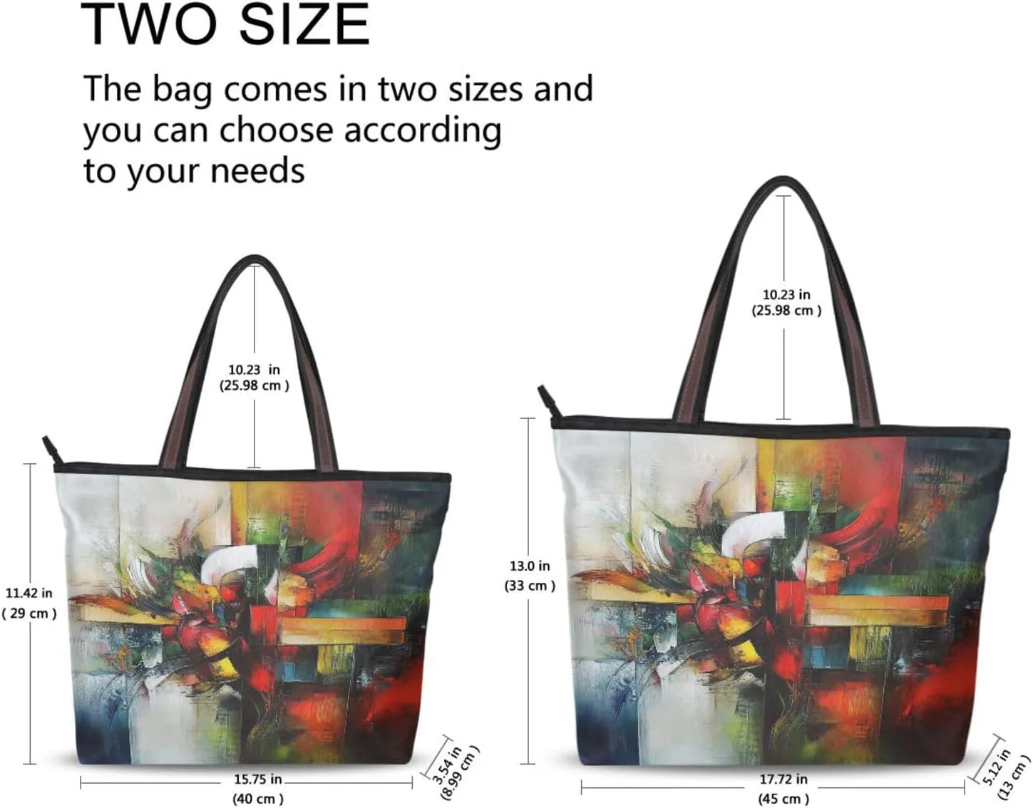 JSTEL Tote Bag for Women with Zipper,Polyester Tote Purse Holiday Tote Bag Work Handbag Women Gift