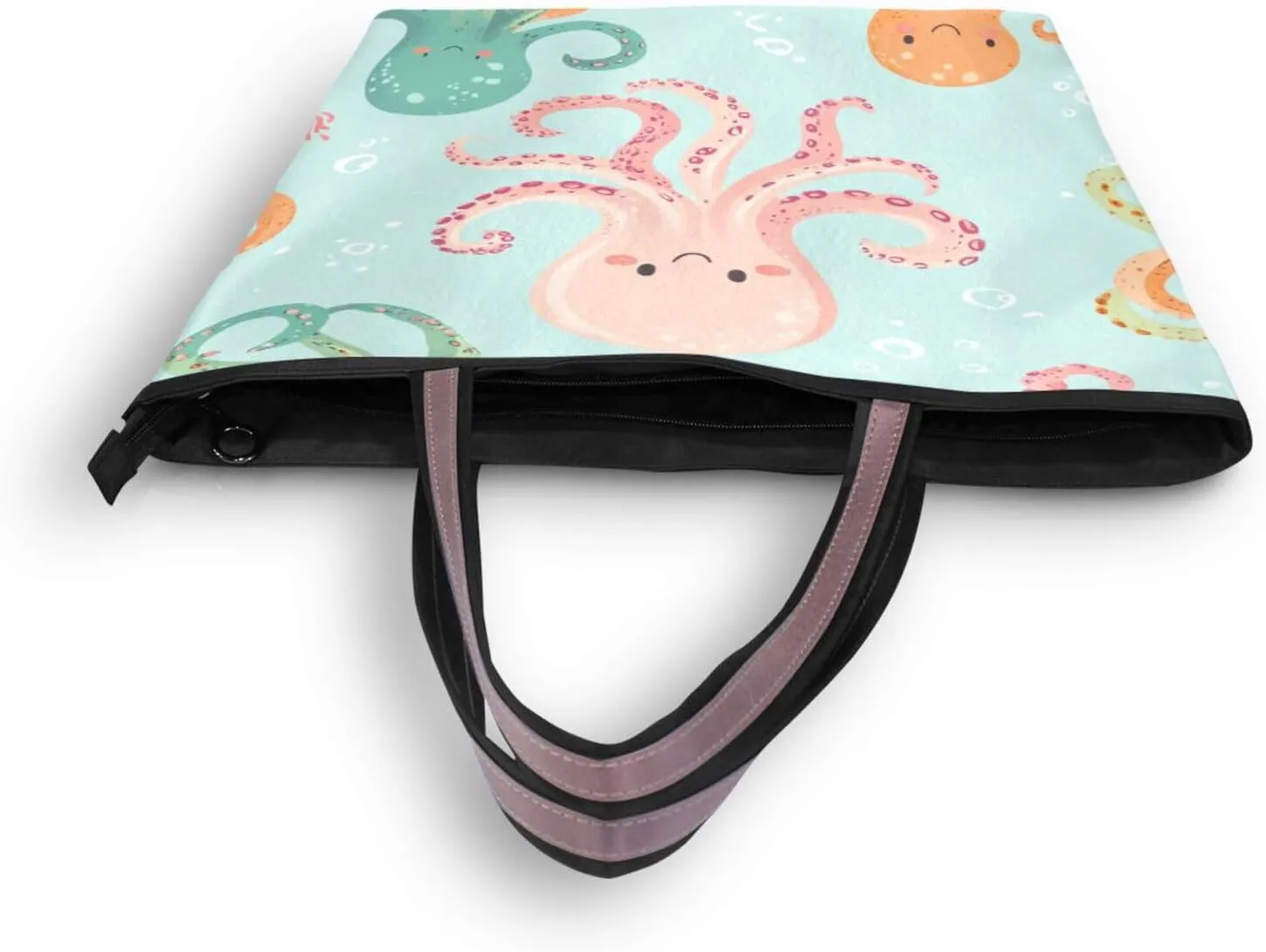 JSTEL Tote Bag for Women with Zipper,Polyester Tote Purse Holiday Tote Bag Work Handbag Women Gift