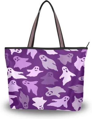 JSTEL Tote Bag for Women with Zipper,Polyester Tote Purse Holiday Tote Bag Work Handbag Women Gift