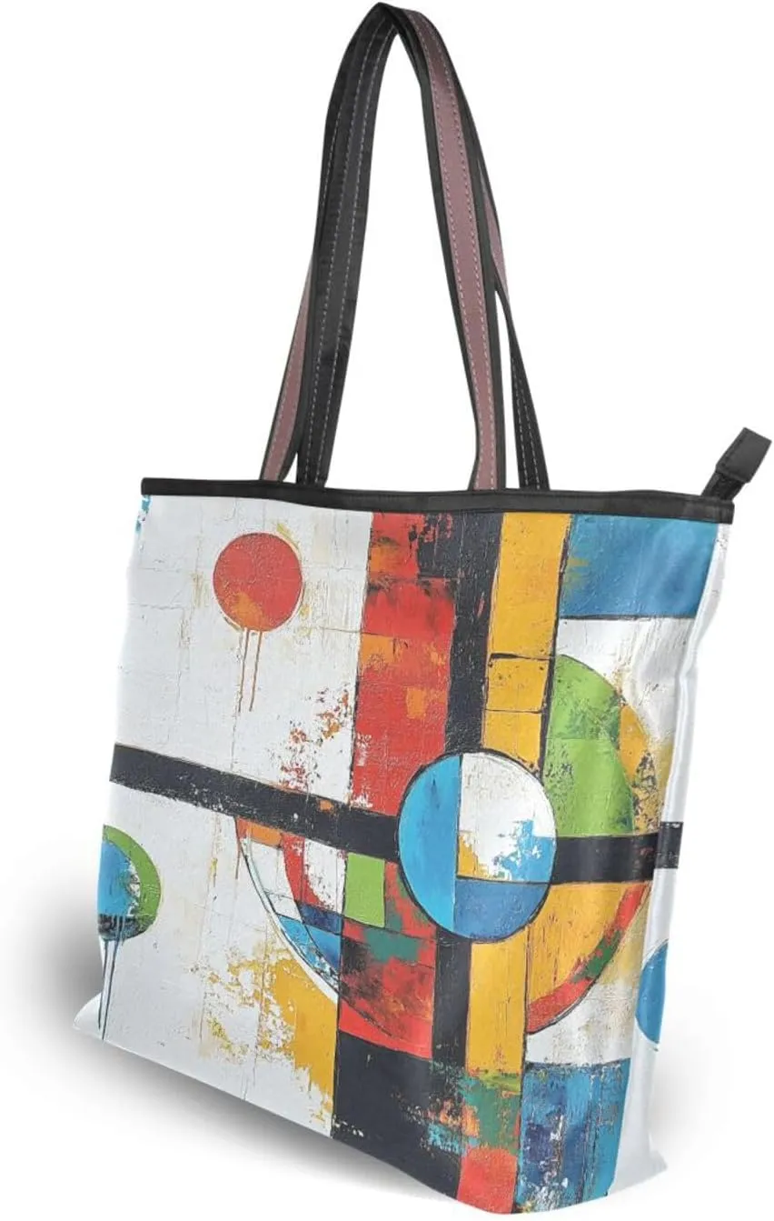 JSTEL Tote Bag for Women with Zipper,Polyester Tote Purse Holiday Tote Bag Work Handbag Women Gift