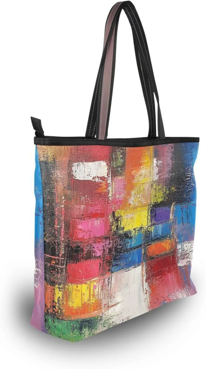 JSTEL Tote Bag for Women with Zipper,Polyester Tote Purse Holiday Tote Bag Work Handbag Women Gift