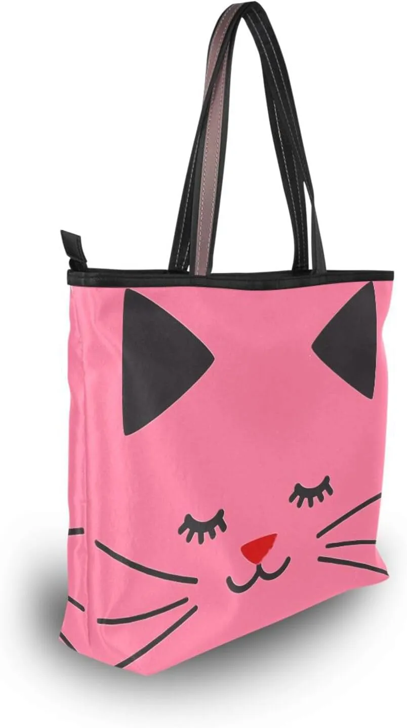 JSTEL Tote Bag for Women with Zipper,Polyester Tote Purse Holiday Tote Bag Work Handbag Women Gift