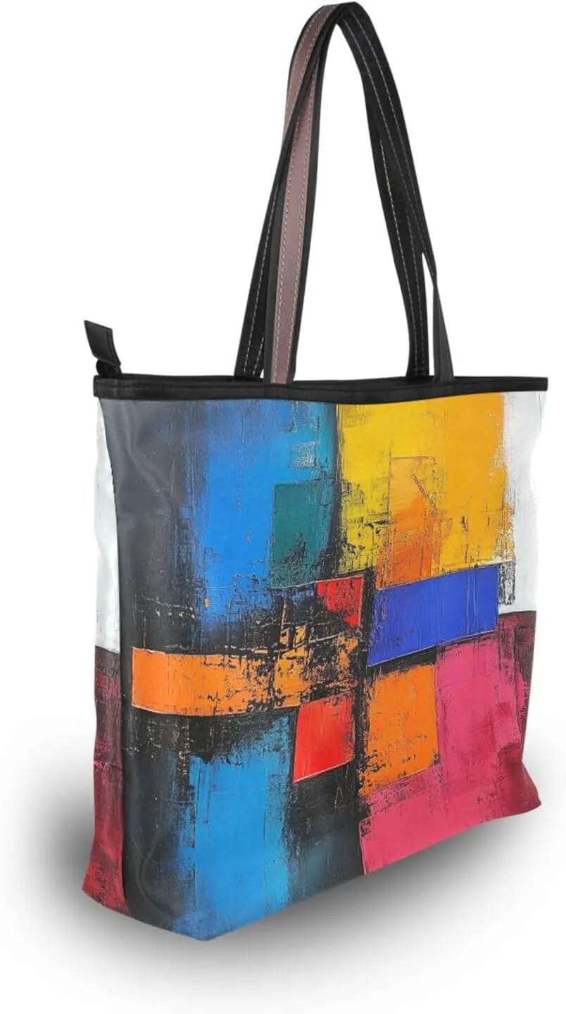JSTEL Tote Bag for Women with Zipper,Polyester Tote Purse Holiday Tote Bag Work Handbag Women Gift