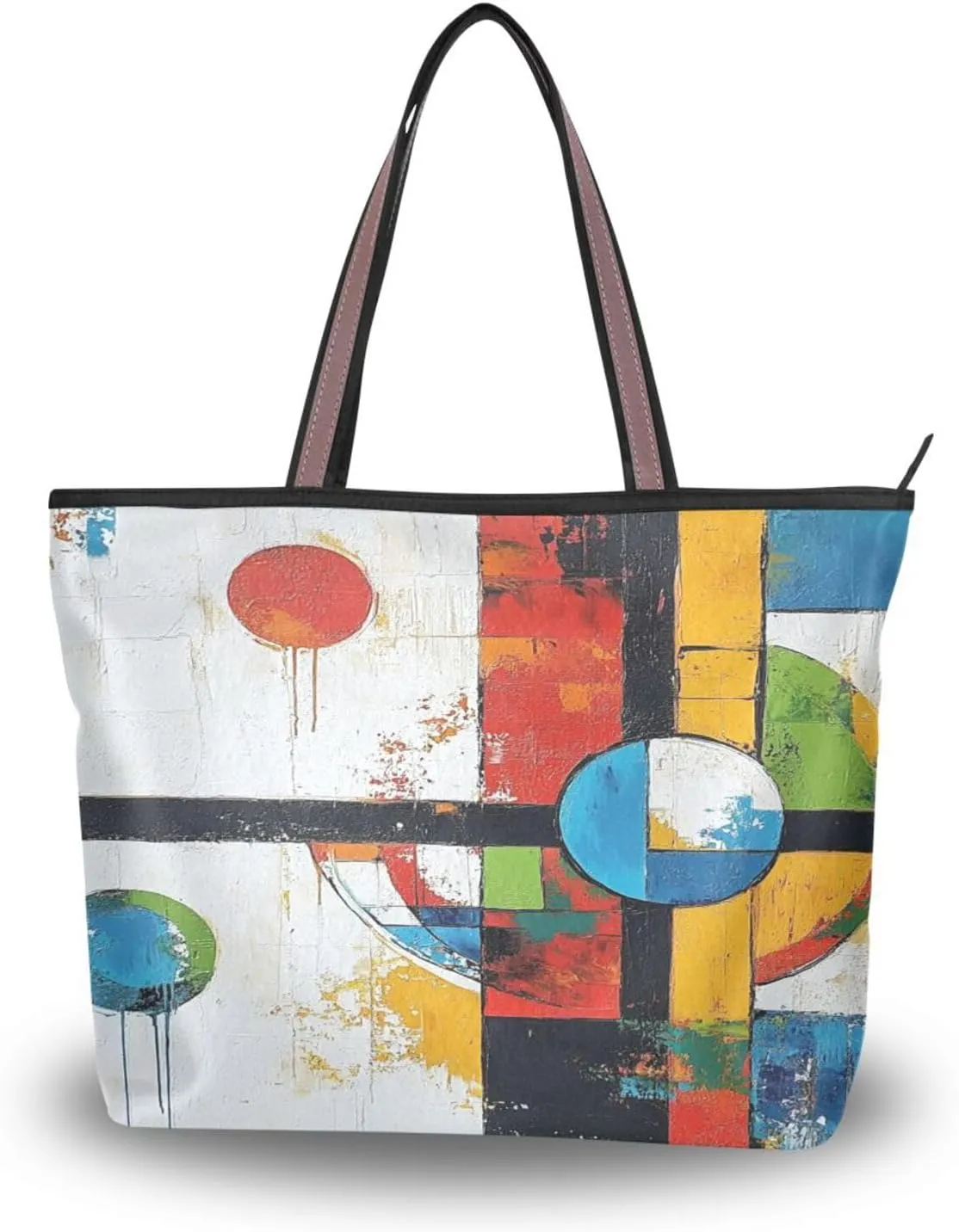 JSTEL Tote Bag for Women with Zipper,Polyester Tote Purse Holiday Tote Bag Work Handbag Women Gift