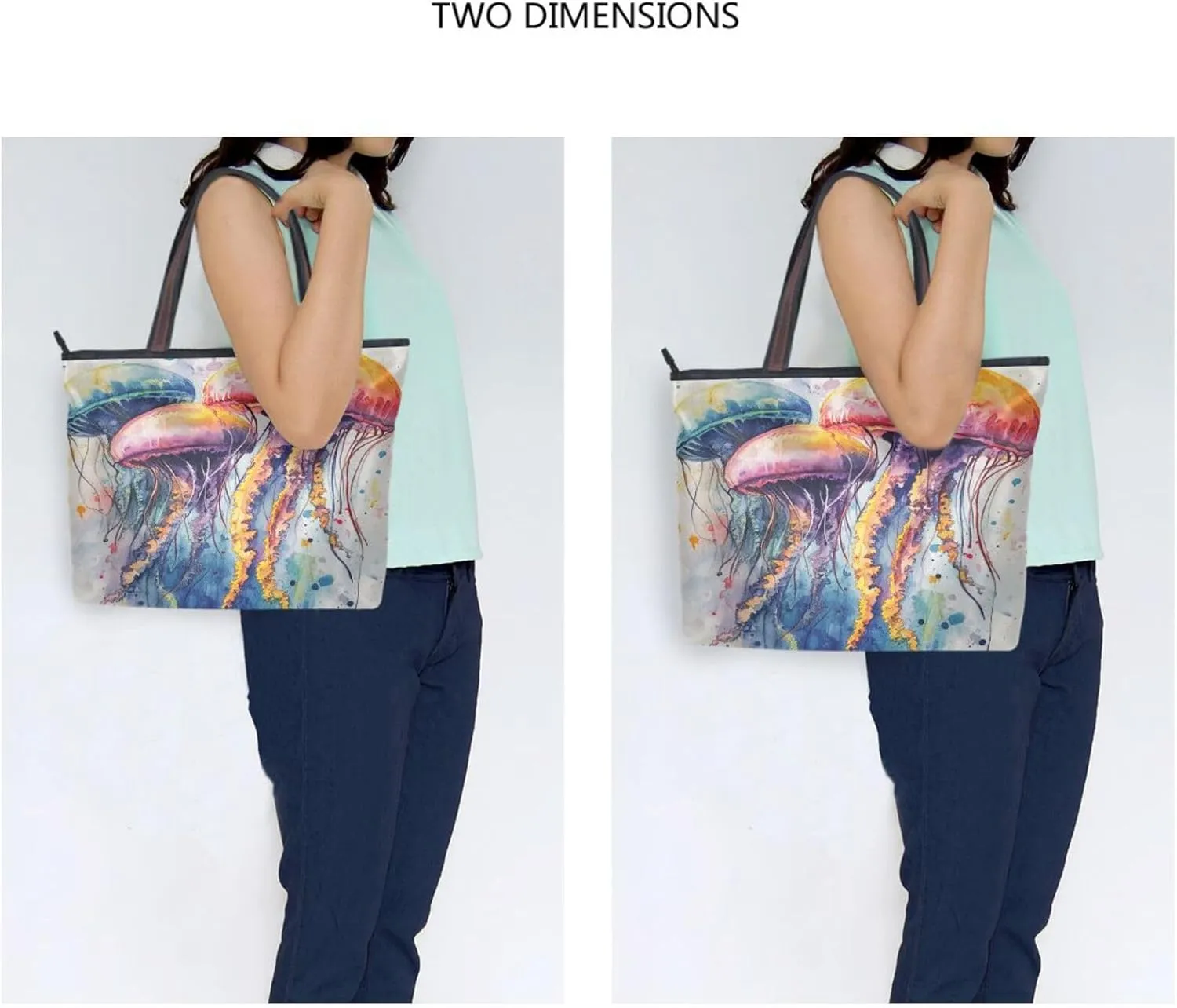 JSTEL Tote Bag for Women with Zipper,Polyester Tote Purse Holiday Tote Bag Work Handbag Women Gift