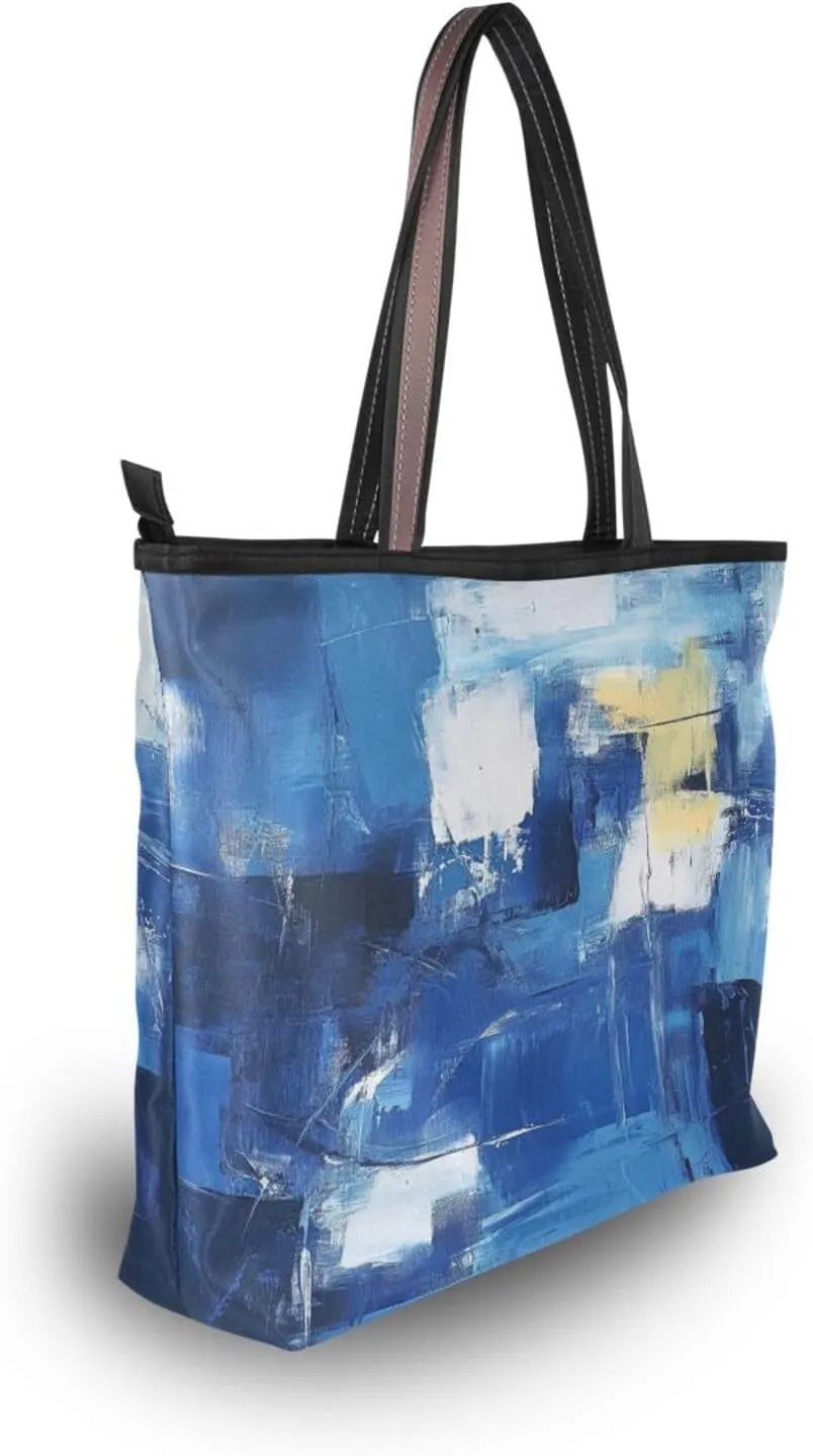 JSTEL Tote Bag for Women with Zipper,Polyester Tote Purse Holiday Tote Bag Work Handbag Women Gift