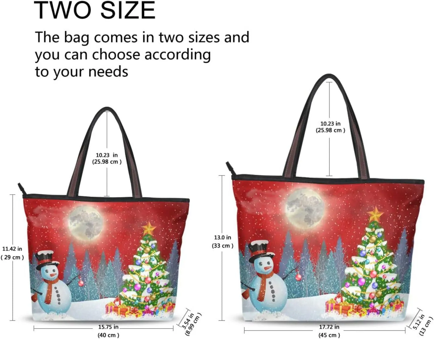 JSTEL Tote Bag for Women with Zipper,Polyester Tote Purse Holiday Tote Bag Work Handbag Women Gift