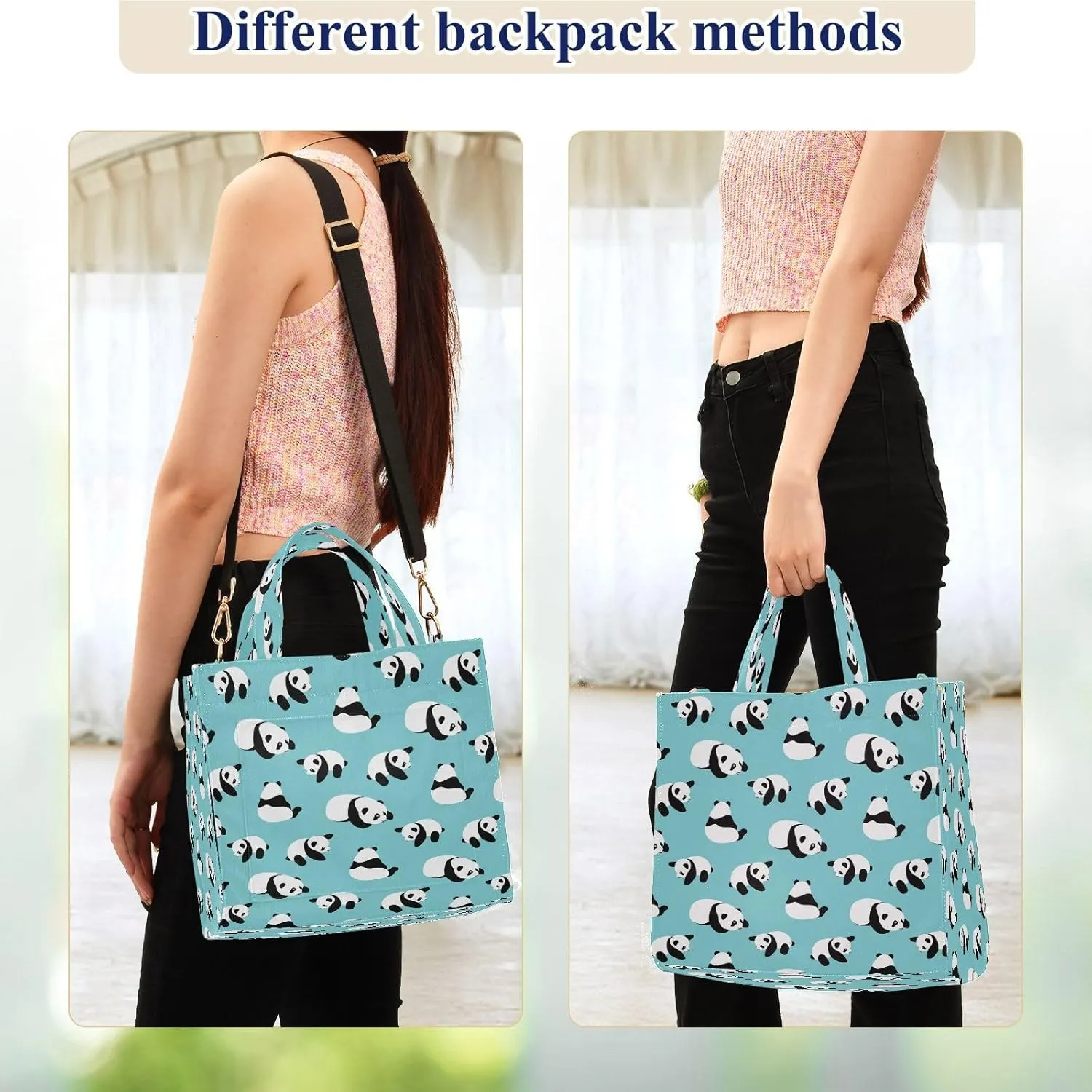 JSTEL Tote Bag for Women with Zipper,Polyester Tote Purse Holiday Tote Bag Work Handbag Women Gift