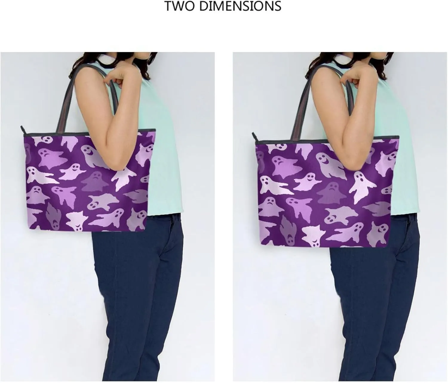JSTEL Tote Bag for Women with Zipper,Polyester Tote Purse Holiday Tote Bag Work Handbag Women Gift