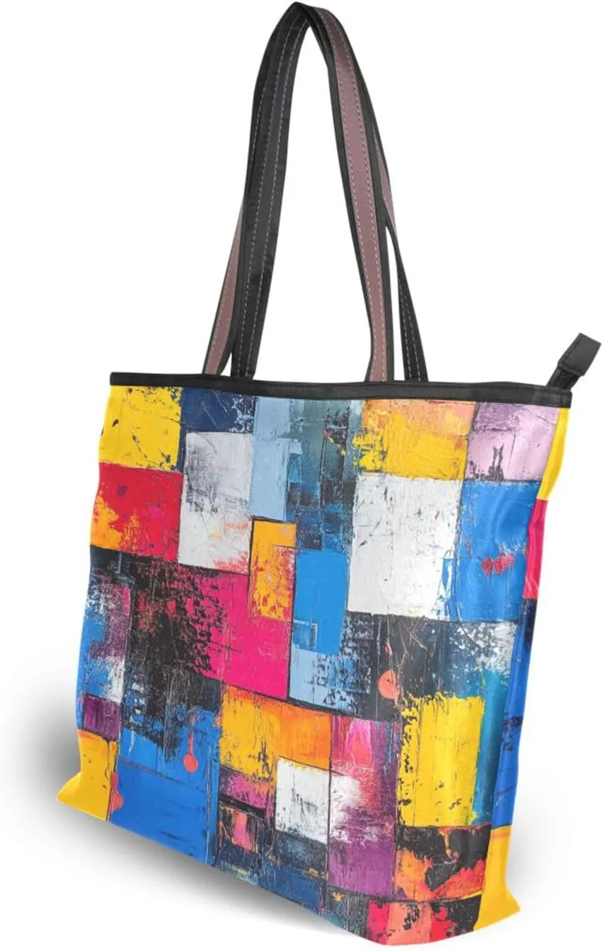 JSTEL Tote Bag for Women with Zipper,Polyester Tote Purse Holiday Tote Bag Work Handbag Women Gift