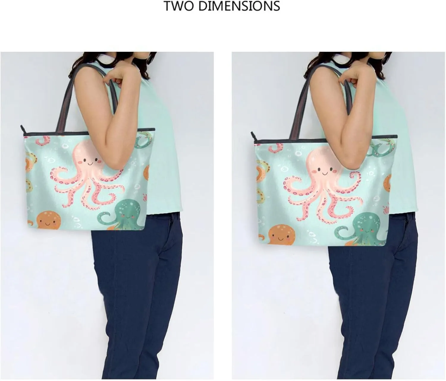 JSTEL Tote Bag for Women with Zipper,Polyester Tote Purse Holiday Tote Bag Work Handbag Women Gift