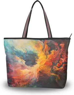 JSTEL Tote Bag for Women with Zipper,Polyester Tote Purse Holiday Tote Bag Work Handbag Women Gift
