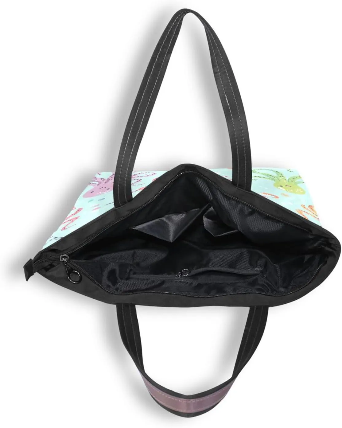 JSTEL Tote Bag for Women with Zipper,Polyester Tote Purse Holiday Tote Bag Work Handbag Women Gift
