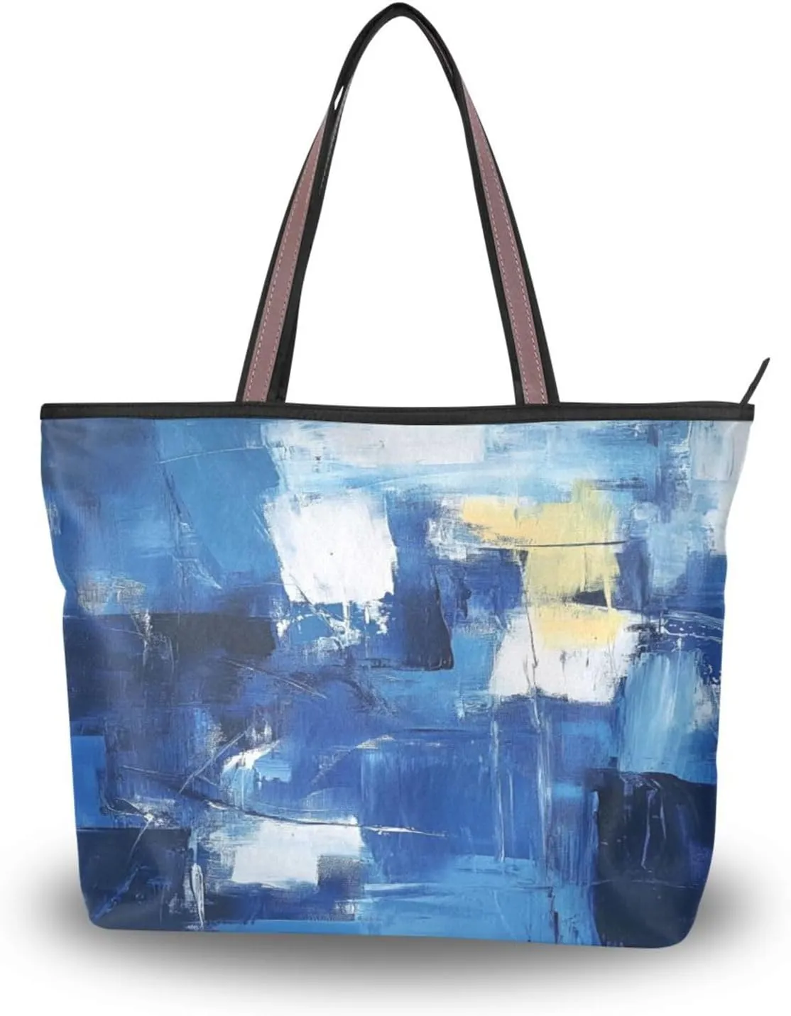 JSTEL Tote Bag for Women with Zipper,Polyester Tote Purse Holiday Tote Bag Work Handbag Women Gift