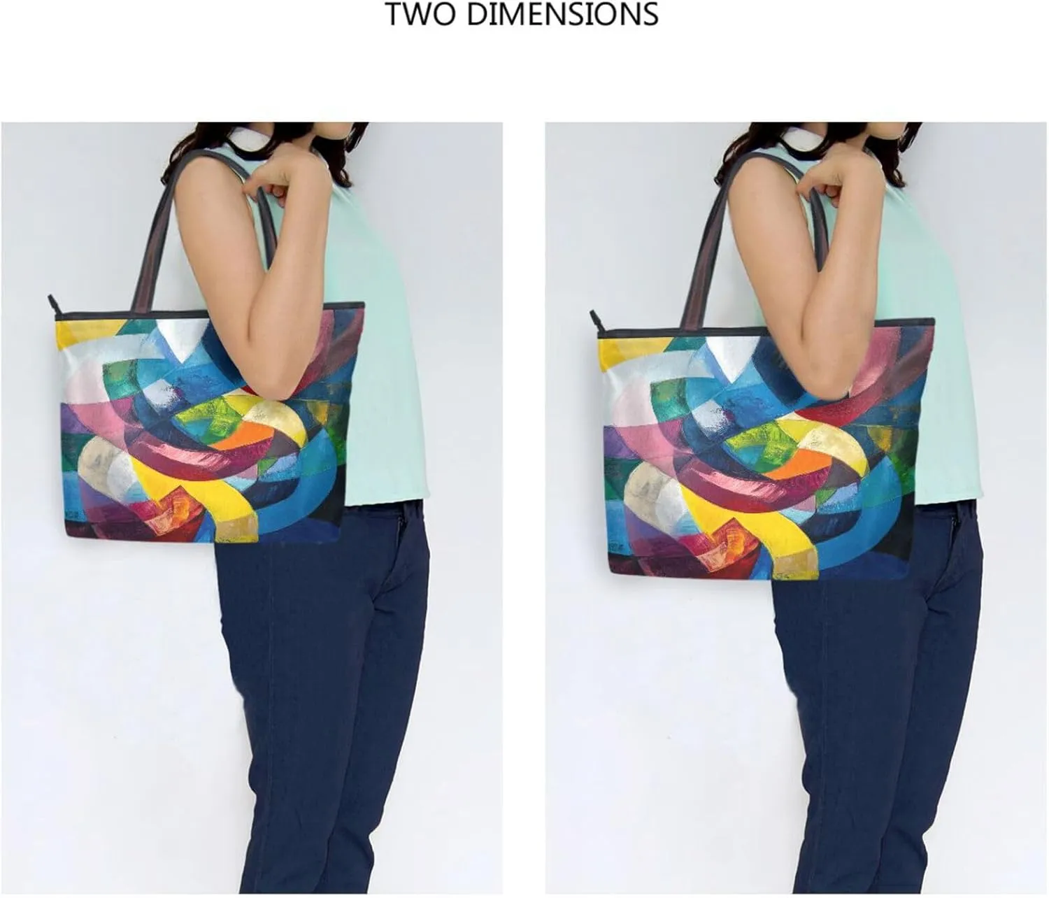 JSTEL Tote Bag for Women with Zipper,Polyester Tote Purse Holiday Tote Bag Work Handbag Women Gift