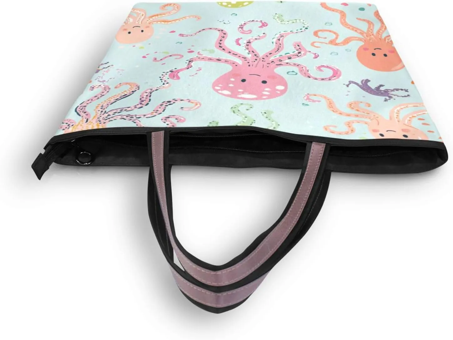 JSTEL Tote Bag for Women with Zipper,Polyester Tote Purse Holiday Tote Bag Work Handbag Women Gift