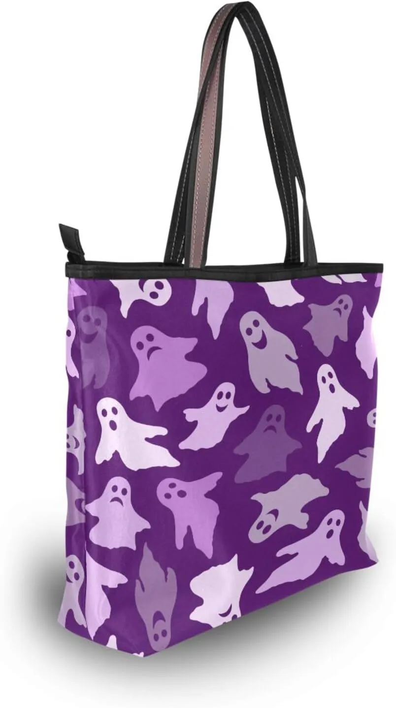 JSTEL Tote Bag for Women with Zipper,Polyester Tote Purse Holiday Tote Bag Work Handbag Women Gift