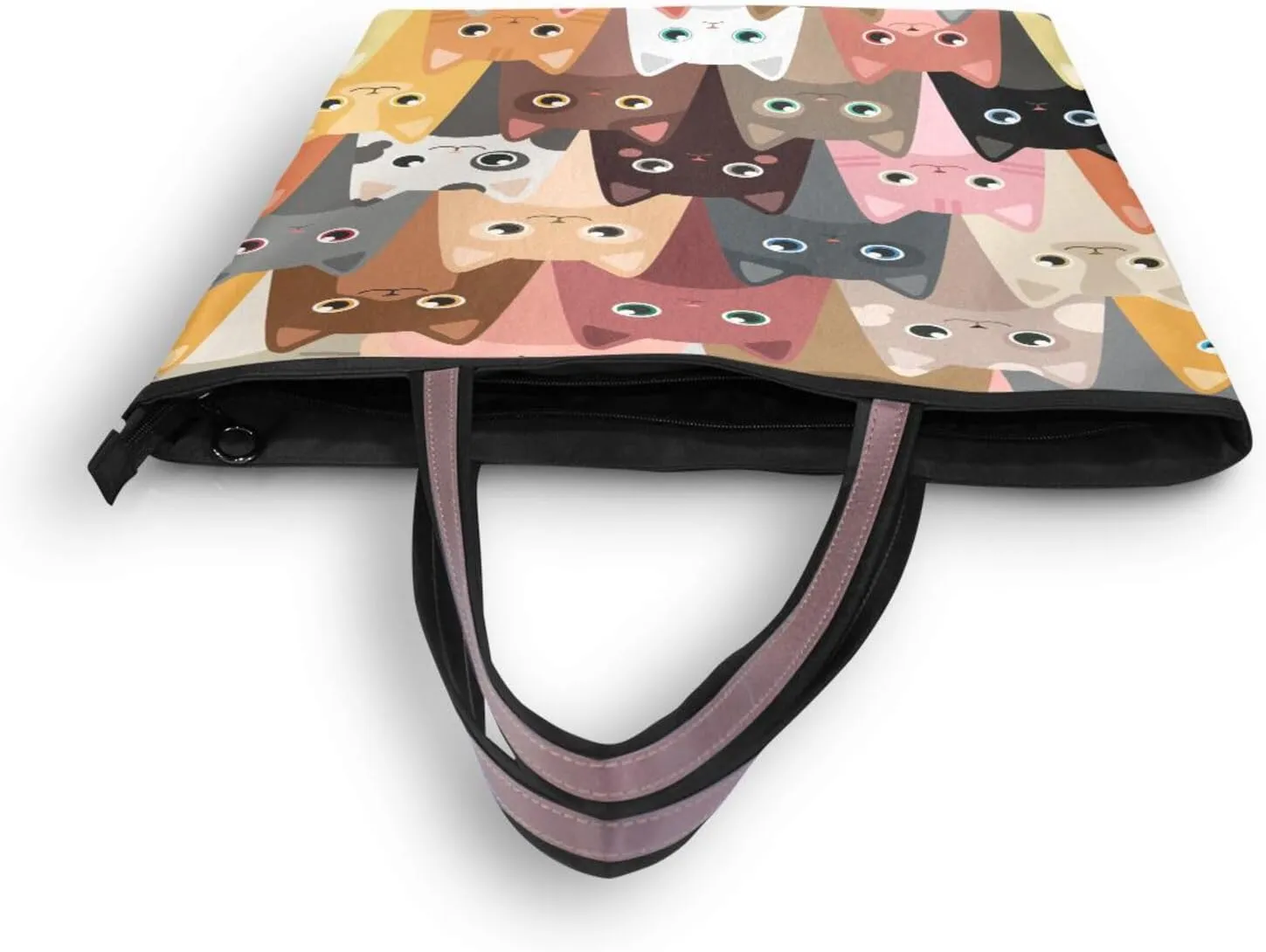 JSTEL Tote Bag for Women with Zipper,Polyester Tote Purse Holiday Tote Bag Work Handbag Women Gift