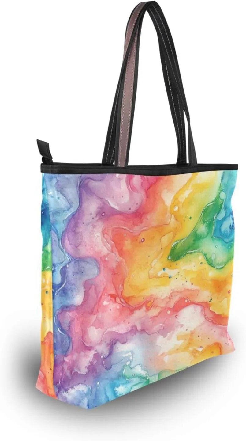JSTEL Tote Bag for Women with Zipper,Polyester Tote Purse Holiday Tote Bag Work Handbag Women Gift