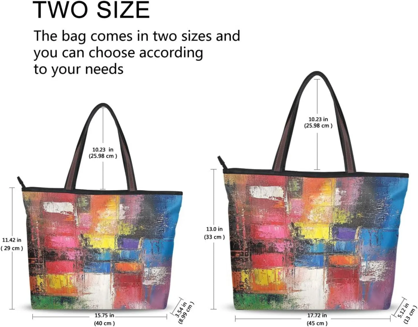 JSTEL Tote Bag for Women with Zipper,Polyester Tote Purse Holiday Tote Bag Work Handbag Women Gift