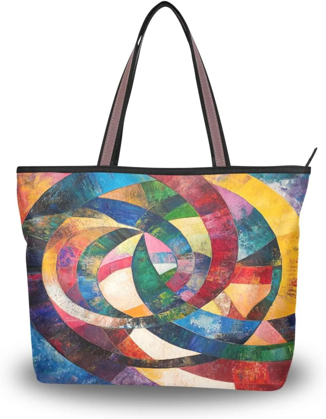 JSTEL Tote Bag for Women with Zipper,Polyester Tote Purse Holiday Tote Bag Work Handbag Women Gift