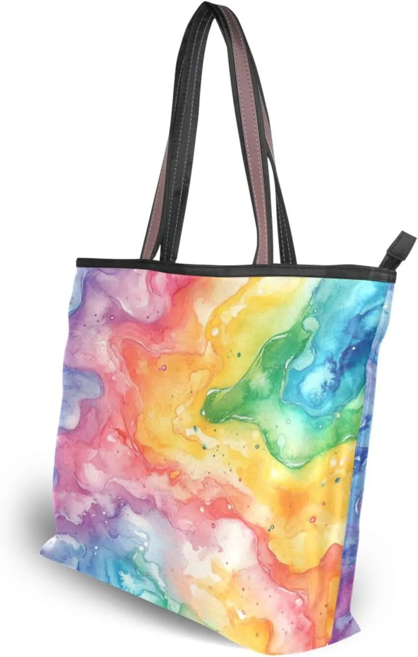 JSTEL Tote Bag for Women with Zipper,Polyester Tote Purse Holiday Tote Bag Work Handbag Women Gift