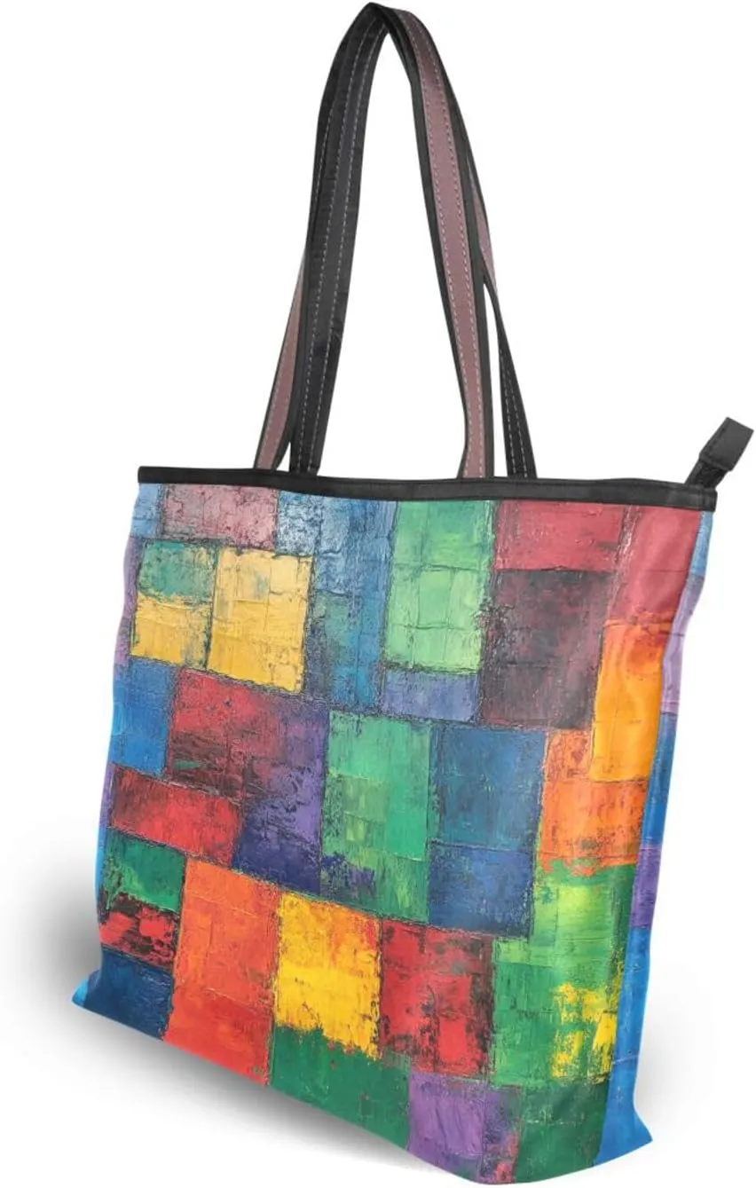 JSTEL Tote Bag for Women with Zipper,Polyester Tote Purse Holiday Tote Bag Work Handbag Women Gift