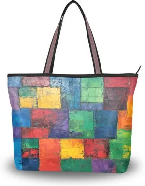 JSTEL Tote Bag for Women with Zipper,Polyester Tote Purse Holiday Tote Bag Work Handbag Women Gift