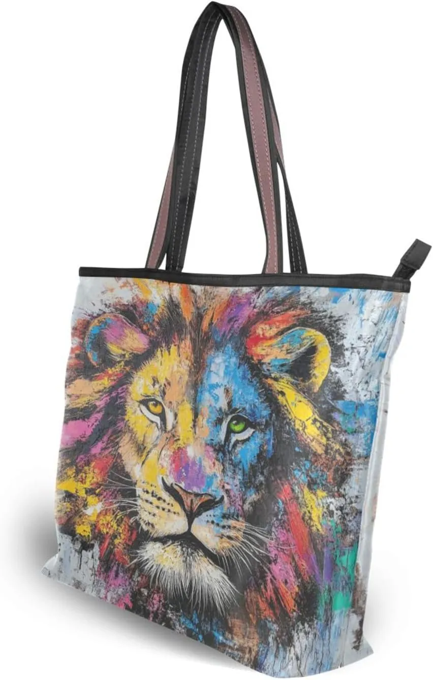JSTEL Tote Bag for Women with Zipper,Polyester Tote Purse Holiday Tote Bag Work Handbag Women Gift