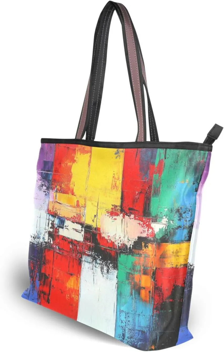 JSTEL Tote Bag for Women with Zipper,Polyester Tote Purse Holiday Tote Bag Work Handbag Women Gift