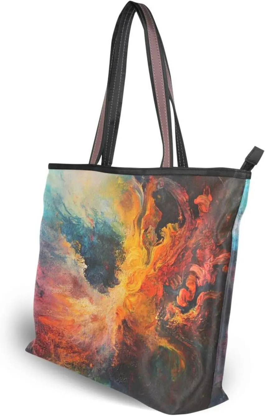 JSTEL Tote Bag for Women with Zipper,Polyester Tote Purse Holiday Tote Bag Work Handbag Women Gift