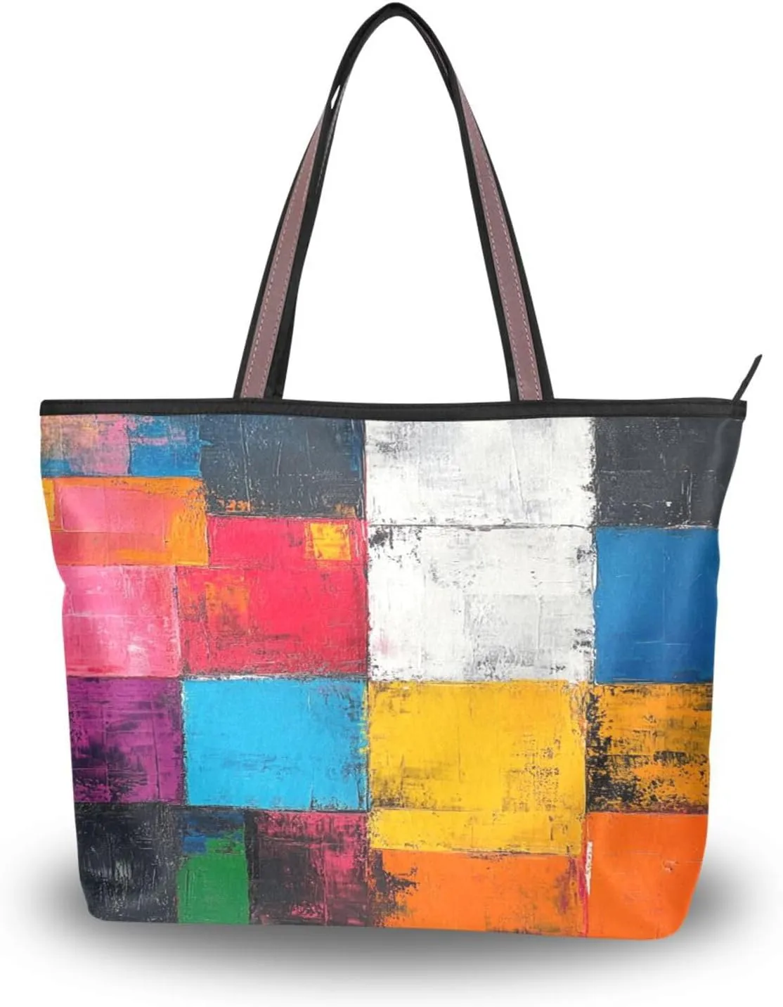 JSTEL Tote Bag for Women with Zipper,Polyester Tote Purse Holiday Tote Bag Work Handbag Women Gift