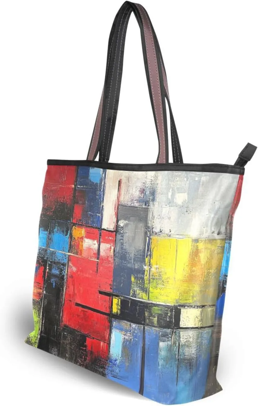 JSTEL Tote Bag for Women with Zipper,Polyester Tote Purse Holiday Tote Bag Work Handbag Women Gift