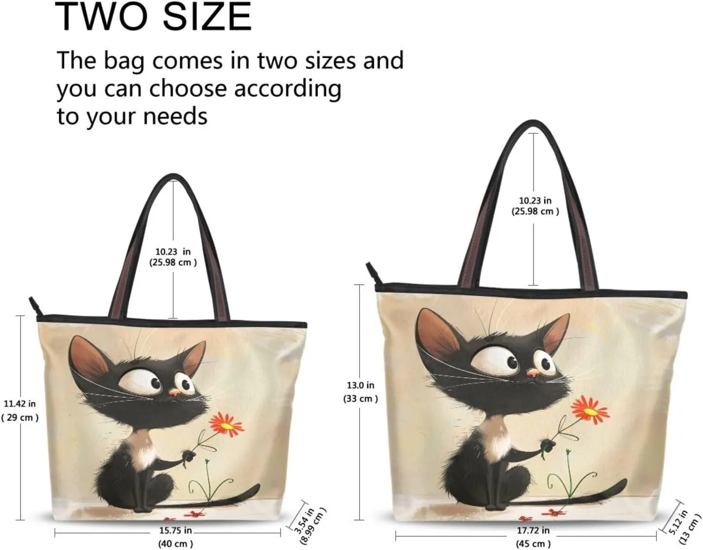 JSTEL Tote Bag for Women with Zipper,Polyester Tote Purse Holiday Tote Bag Work Handbag Women Gift