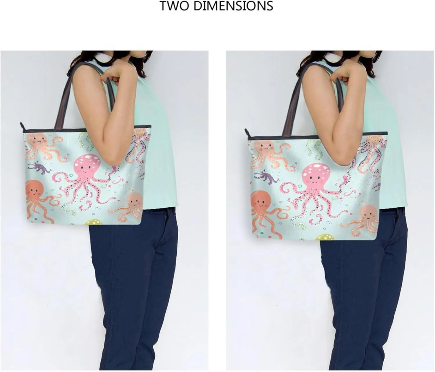 JSTEL Tote Bag for Women with Zipper,Polyester Tote Purse Holiday Tote Bag Work Handbag Women Gift