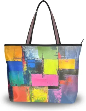 JSTEL Tote Bag for Women with Zipper,Polyester Tote Purse Holiday Tote Bag Work Handbag Women Gift