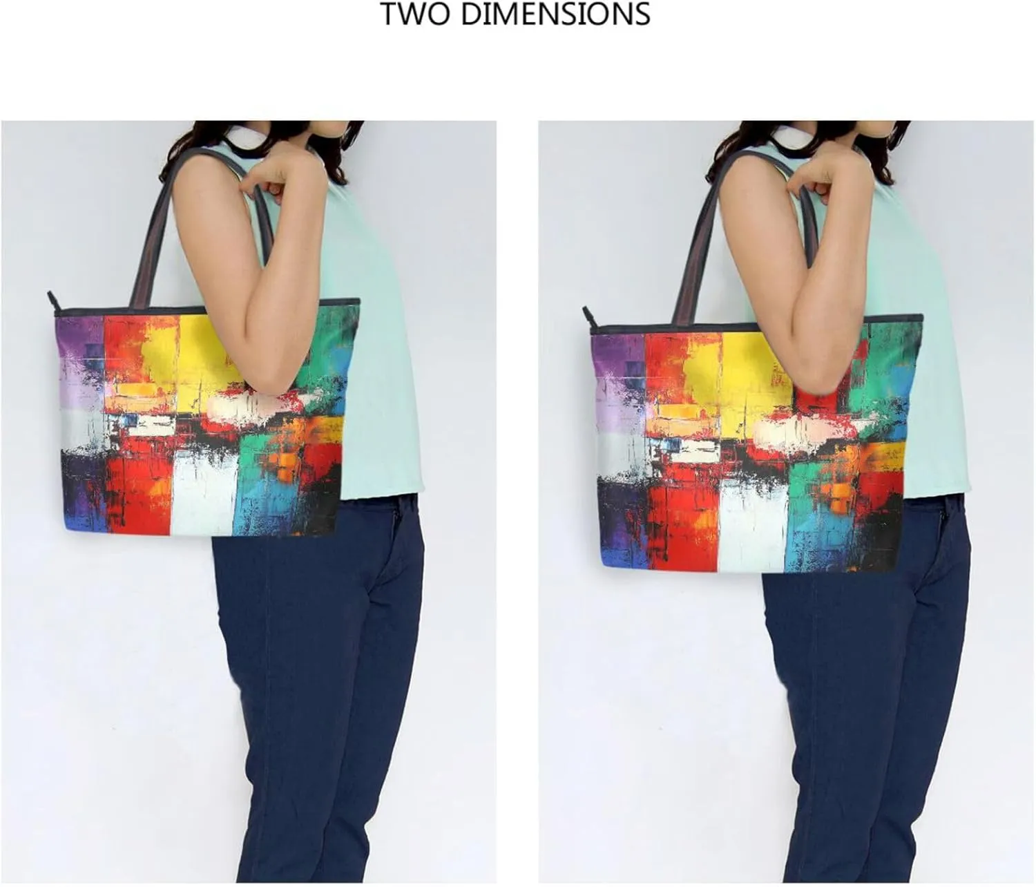 JSTEL Tote Bag for Women with Zipper,Polyester Tote Purse Holiday Tote Bag Work Handbag Women Gift