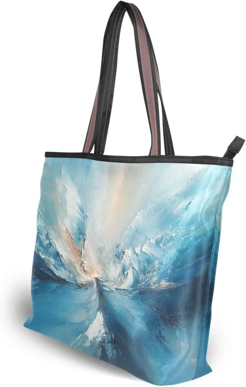 JSTEL Tote Bag for Women with Zipper,Polyester Tote Purse Holiday Tote Bag Work Handbag Women Gift