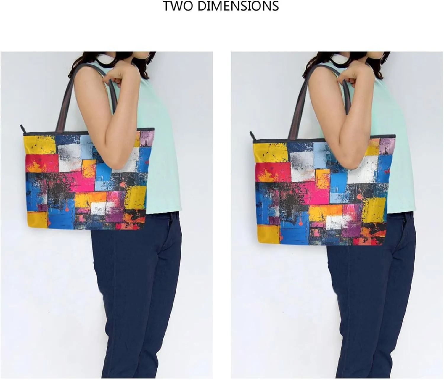 JSTEL Tote Bag for Women with Zipper,Polyester Tote Purse Holiday Tote Bag Work Handbag Women Gift